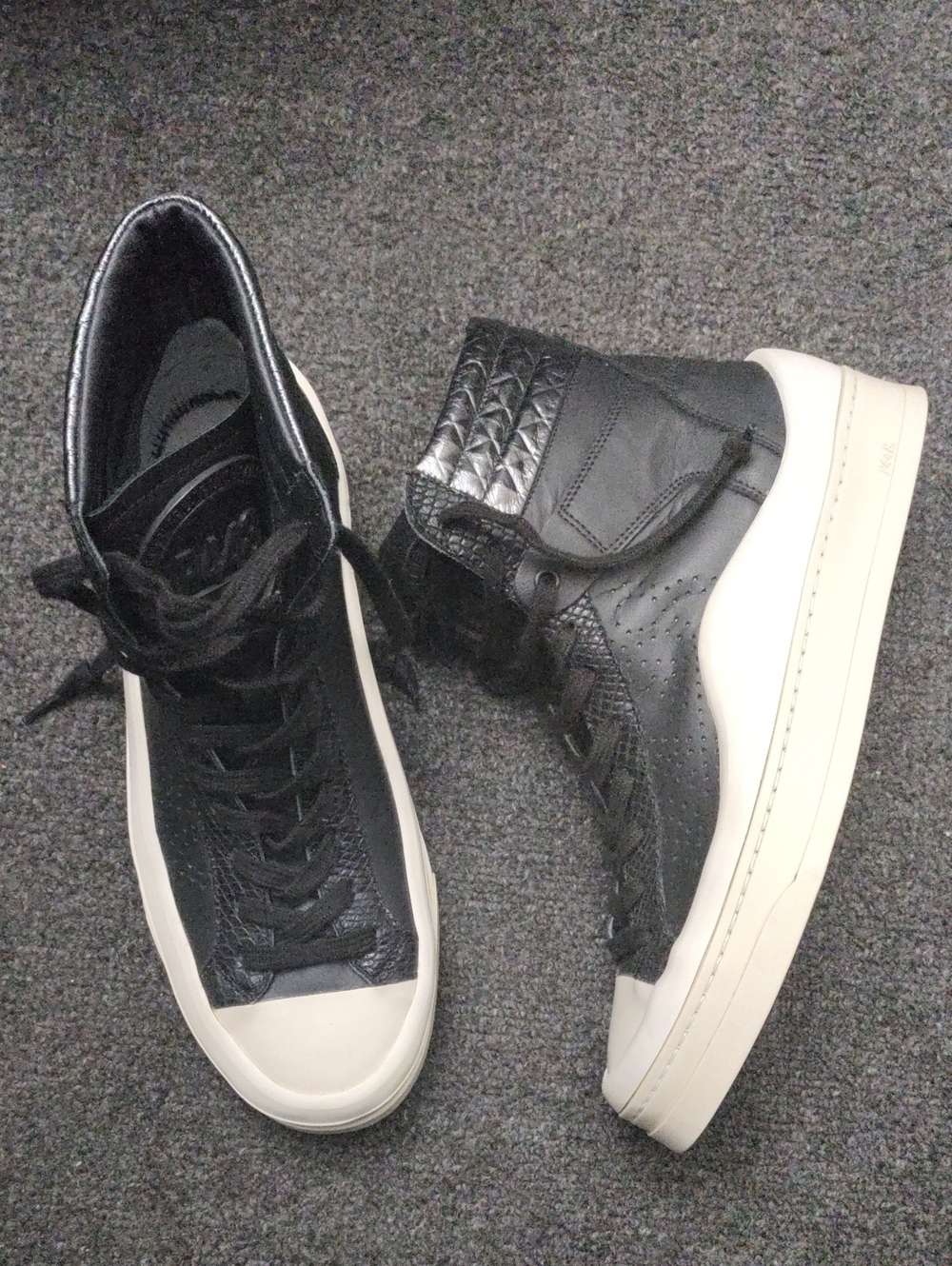 P448 Black High-Top Leather Sneakers with White Sole